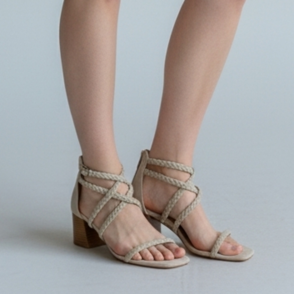 Joie Braided Strappy Women's Block Heel Sandals In Taupe Size Woman's 9